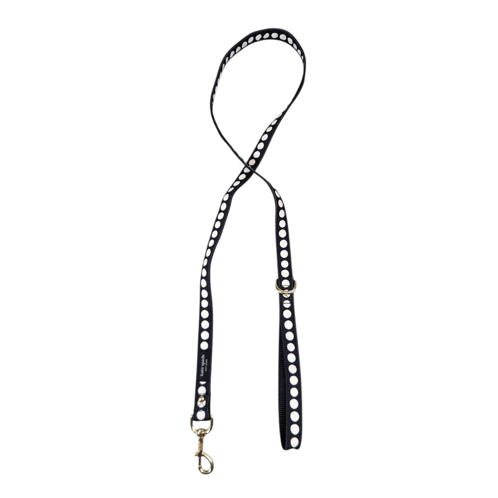 Kate Spade Dog Leash Pet Accessory Black White Polka Dot Gold Tone Hardware